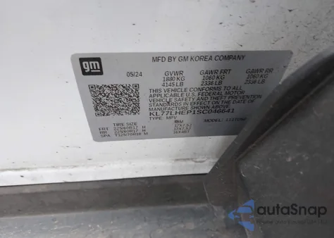 2025 Chevrolet Trax Fwd Lt z USA, uszkodzony, nr VIN KL77LHEP1SC046641